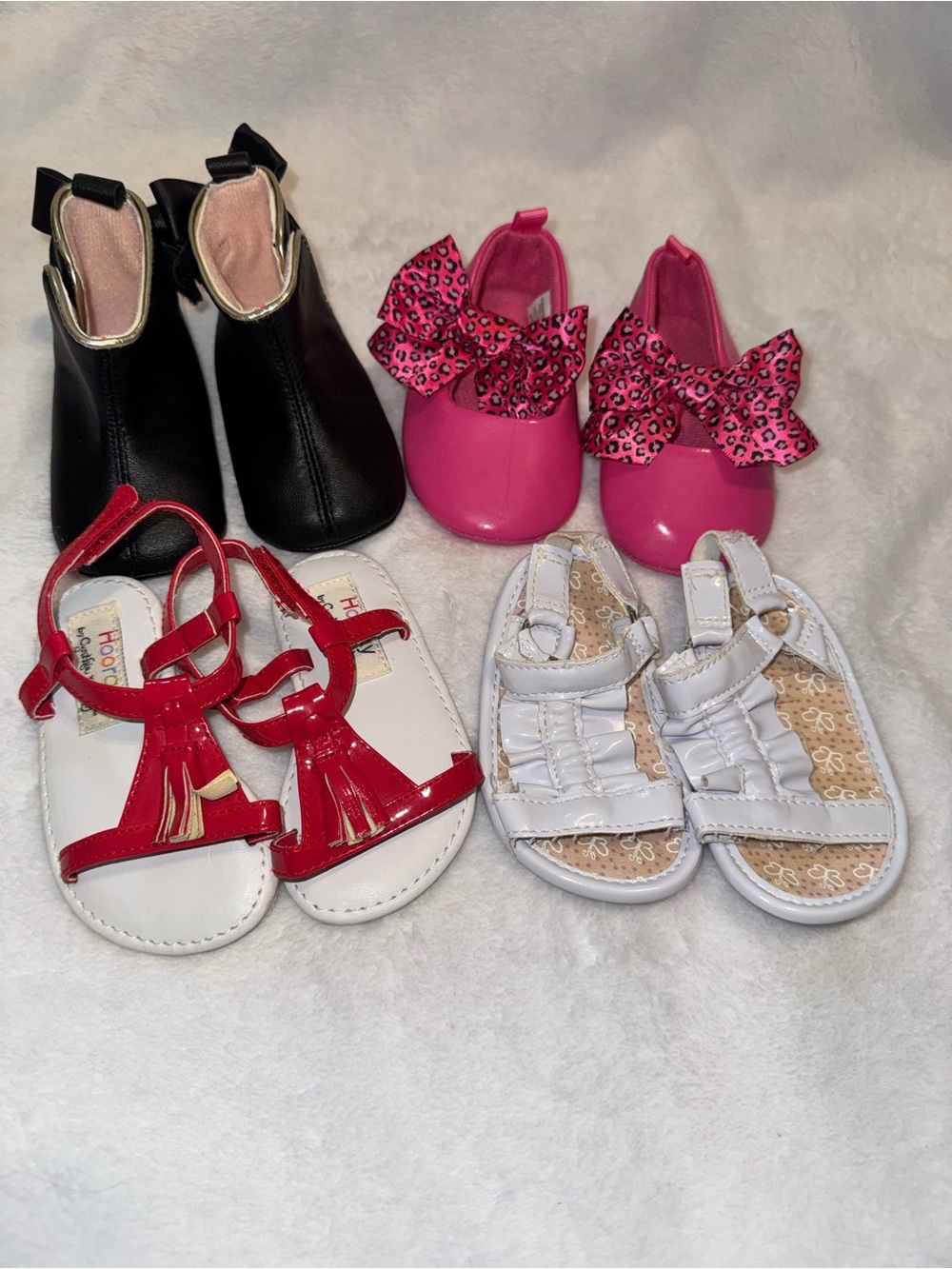 Lot of 4 boots, Shoes, and sandals for baby size 2